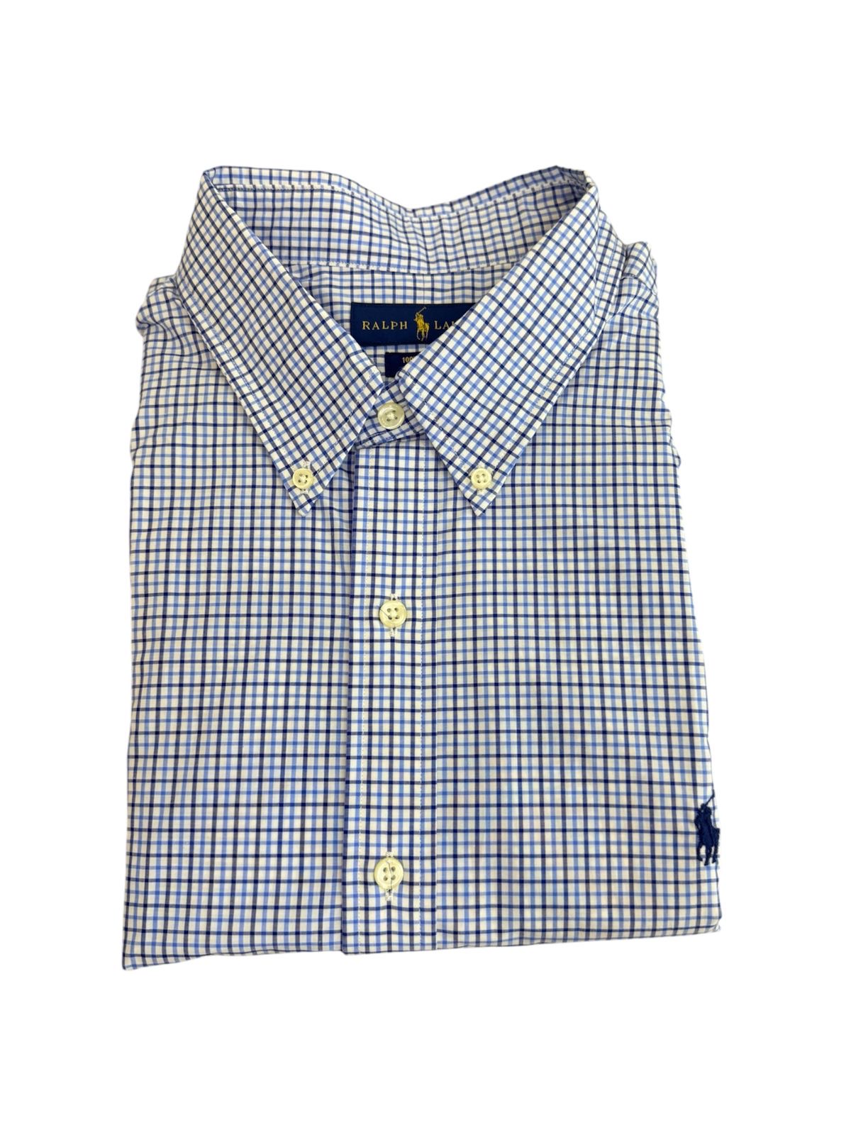 Camisa Polo R.L hombre Algodón Cuadros Azules Caballo Azul