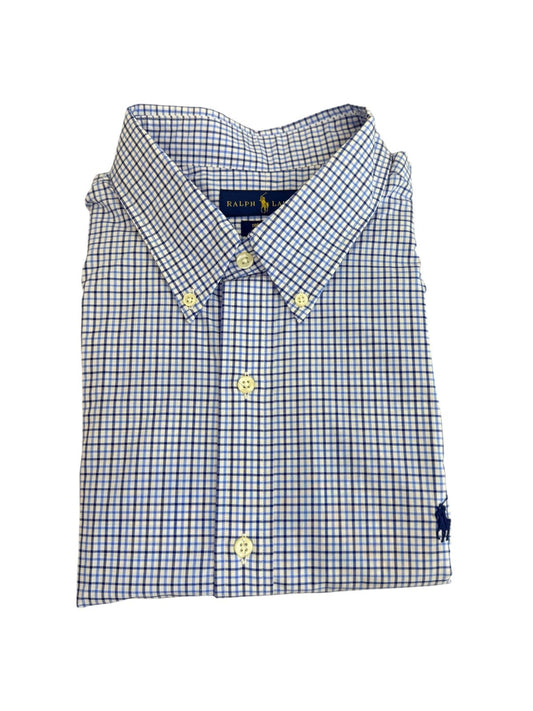 Camisa Polo R.L hombre Algodón Cuadros Azules Caballo Azul