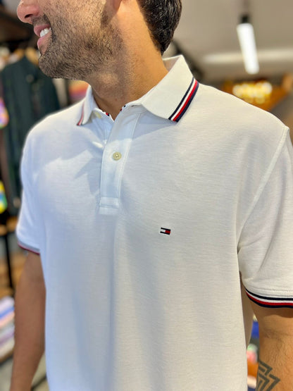 Polo Tommy Hilfiger Hombre Clásico Blanco