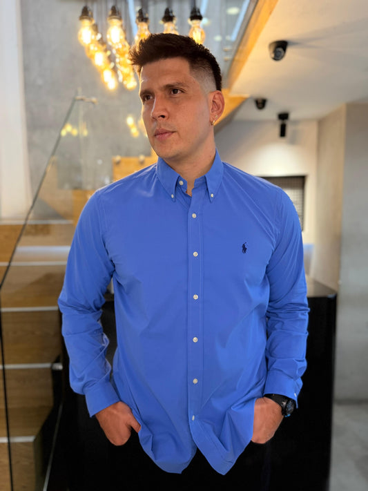 Camisa Polo R.L hombre Performance Azul Caballo Azul