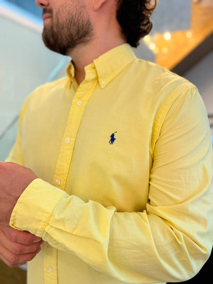 Camisa Polo R.L hombre Algodón Amarilla Caballo Azul