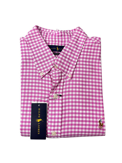 Camisa Polo R.L hombre Oxford Cuadros Rosados Caballo Multicolor
