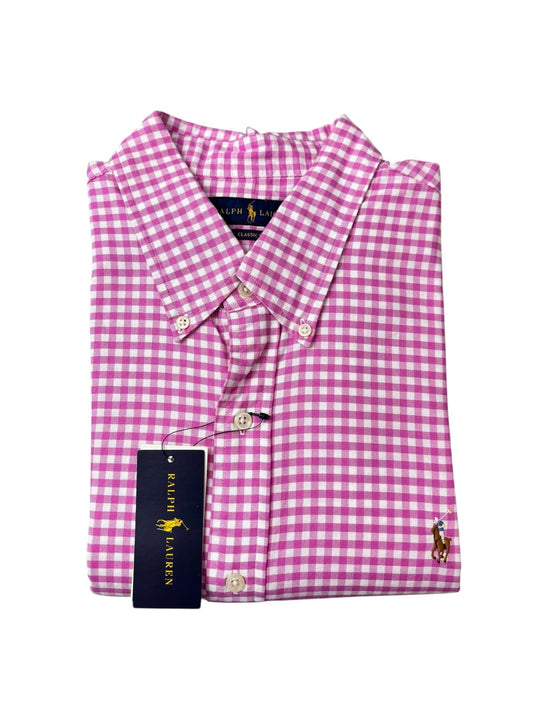 Camisa Polo R.L hombre Oxford Cuadros Rosados Caballo Multicolor