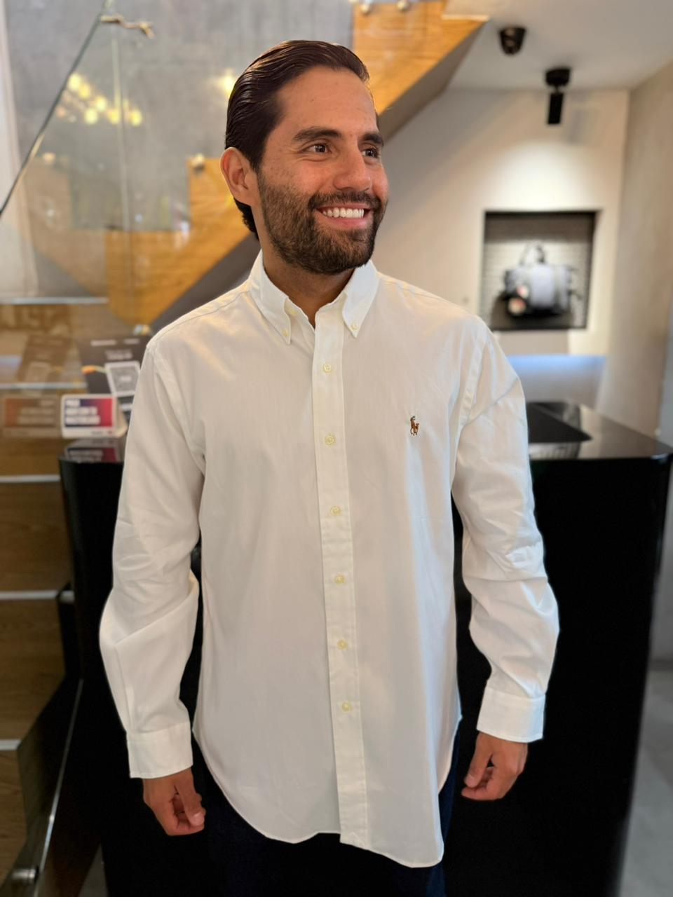 Camisa Polo R.L hombre Algodón Blanca Caballo Multicolor