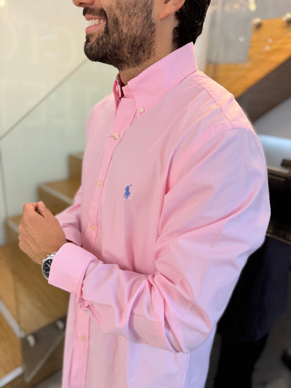 Camisa Polo R.L hombre Algodón Rosada Caballo Azul Bebe