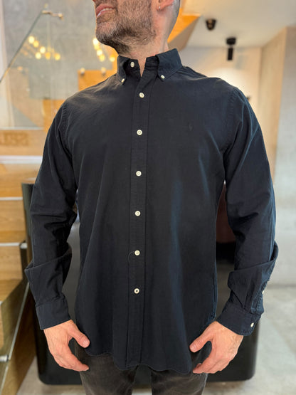 Camisa Polo R.L hombre Oxford Negra Caballo negro