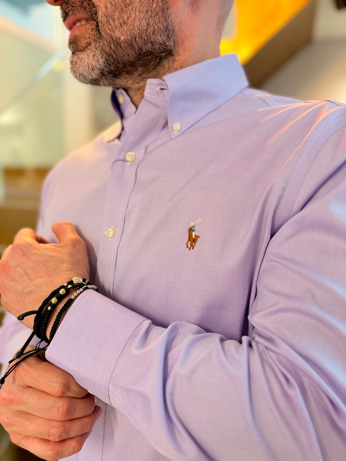 Camisa Polo R.L hombre Algodón Morada Caballo Multicolor