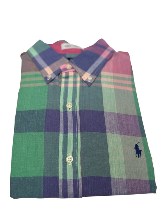 Camisa Polo R.L hombre Lino Cuadros