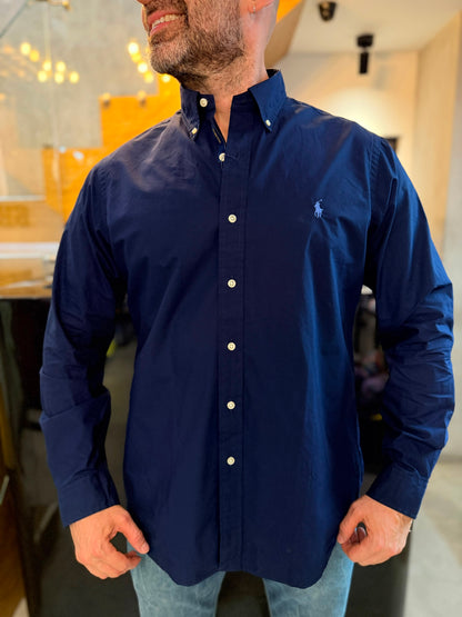 Camisa Polo R.L hombre Algodón Azul Oscura Caballo Celeste