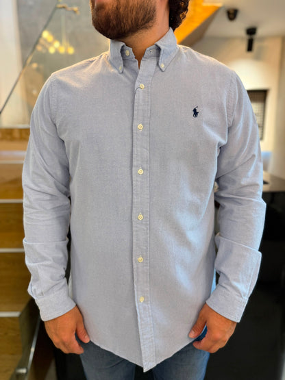 Camisa Polo R.L hombre Algodón Suave Celeste Caballo Azul