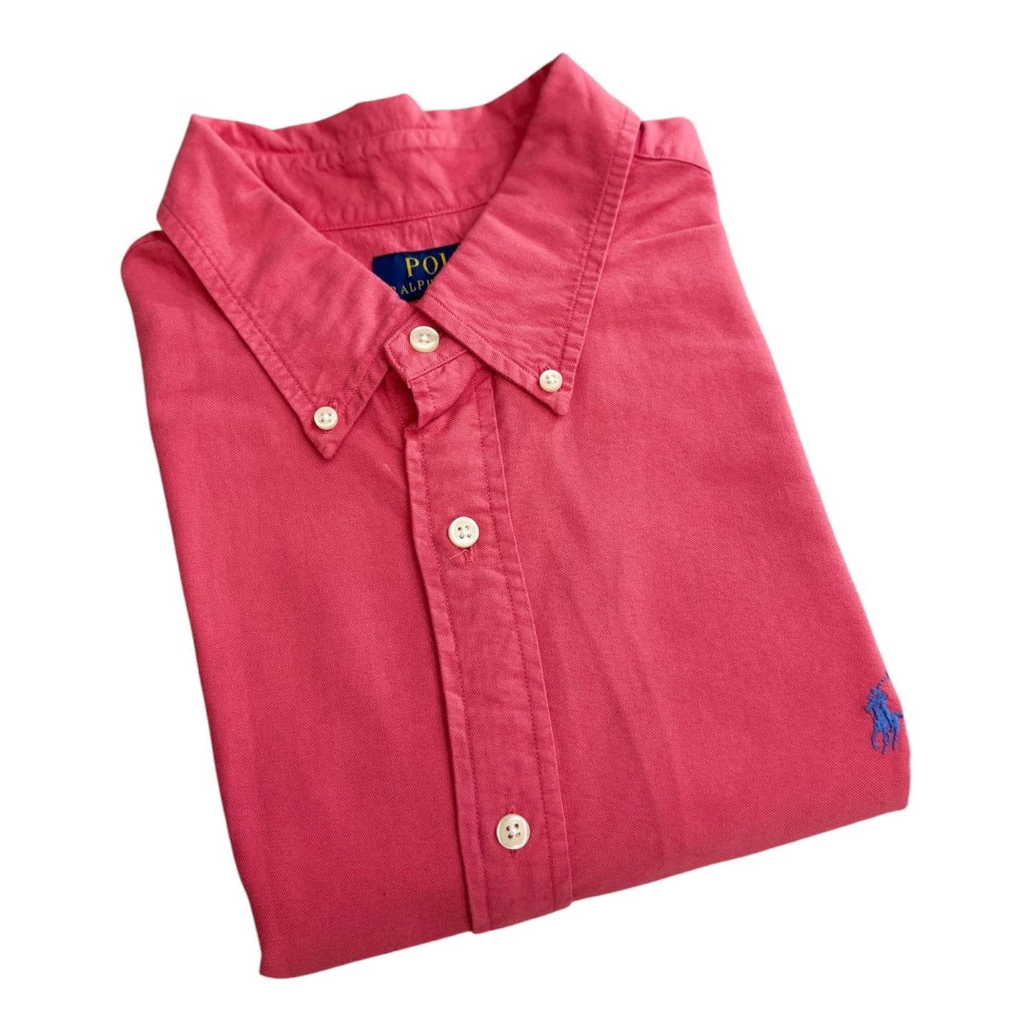 Camisa Polo R.L hombre Oxford Coral Caballo Celeste