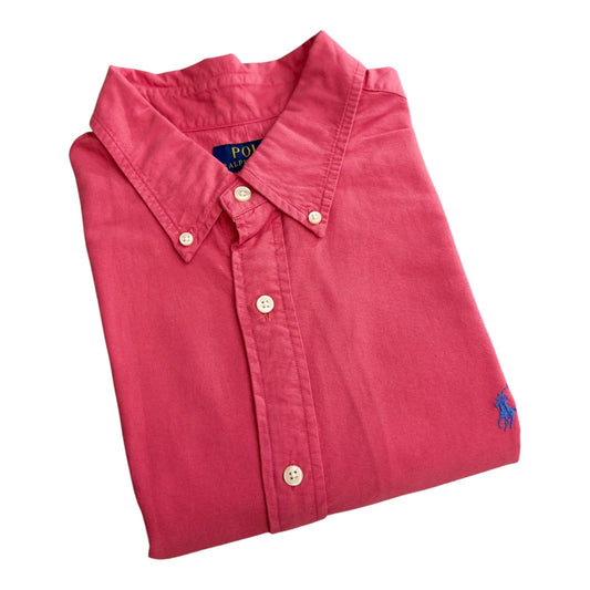 Camisa Polo R.L hombre Oxford Coral Caballo Celeste