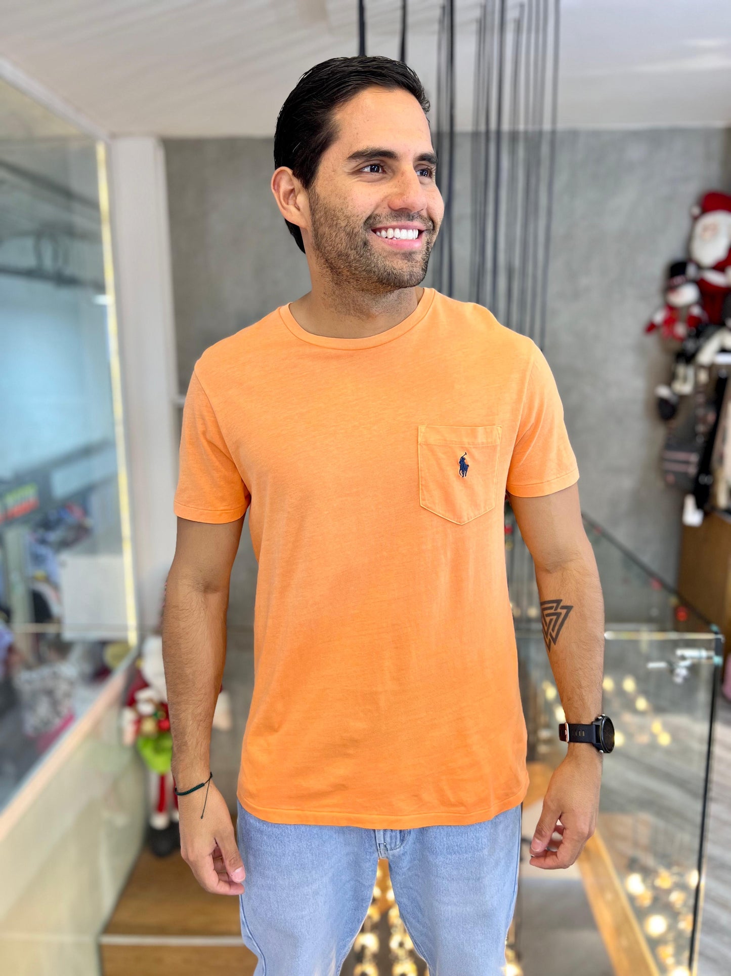 Camiseta Polo R.L hombre Algodón Naranja