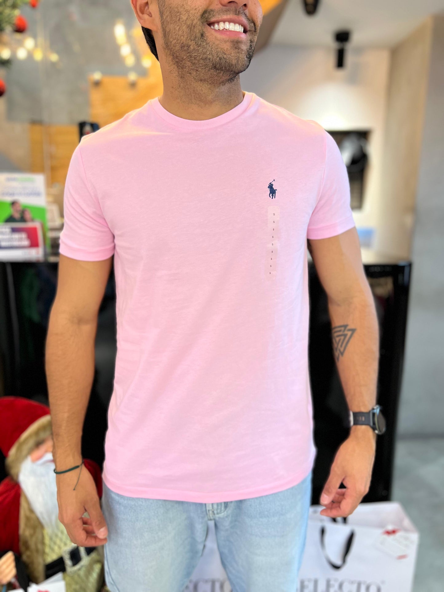 Camiseta Polo R.L hombre Algodón Rosada