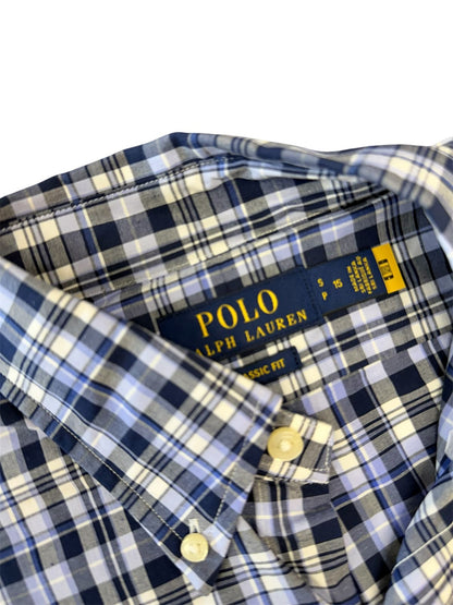 Camisa Polo R.L hombre Algodón Cuadros Azules Caballo Azul