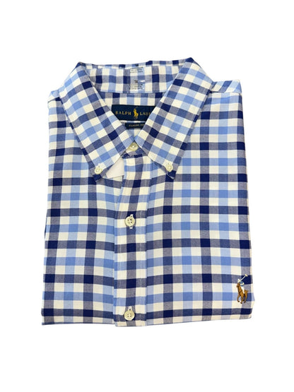 Camisa Polo R.L hombre Oxford Cuadros Azules Caballo Multicolor