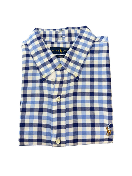 Camisa Polo R.L hombre Oxford Cuadros Azules Caballo Multicolor
