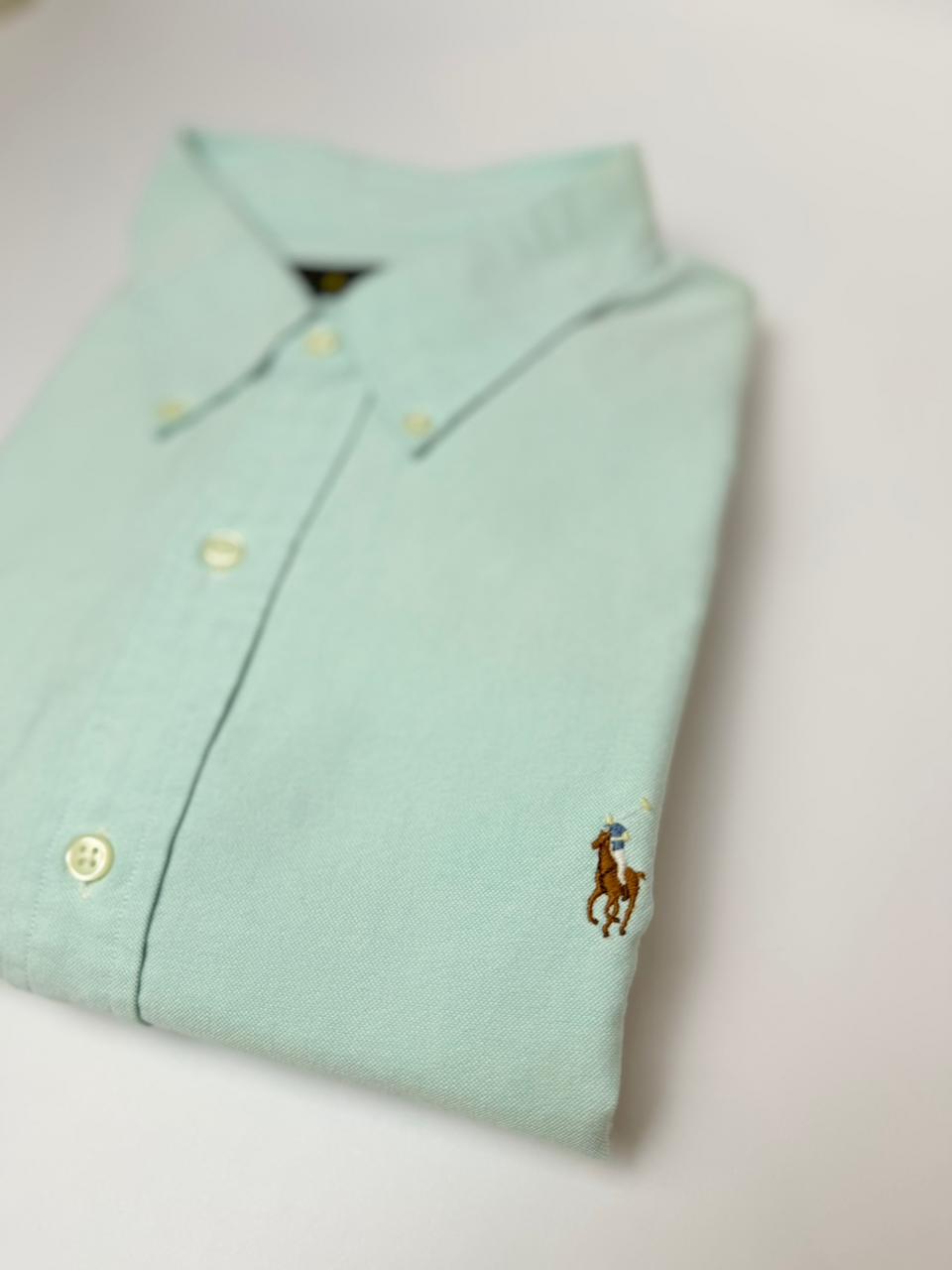 Camisa Polo R.L hombre Oxford  Celeste Caballo Multicolor