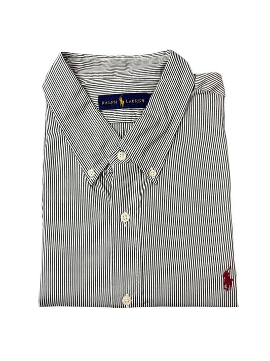 Camisa Polo R.L hombre Algodón Rayas Verdes Caballo Rojo