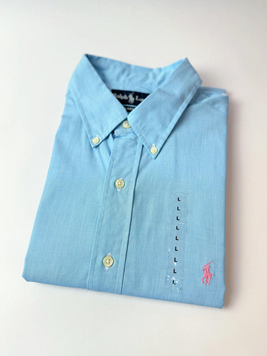 Camisa Polo R.L hombre Celeste Algodón