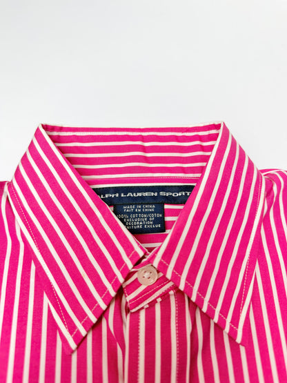 Camisa Polo R.L dama Algodón Rayas Rosadas