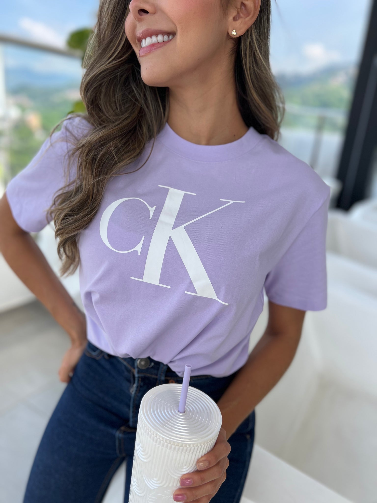 Camiseta Calvin Klein Lila Mujer