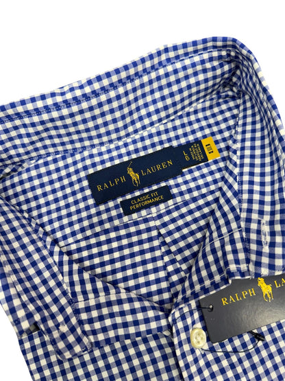 Camisa Polo R.L hombre Algodón Cuadros Azules Caballo Azul
