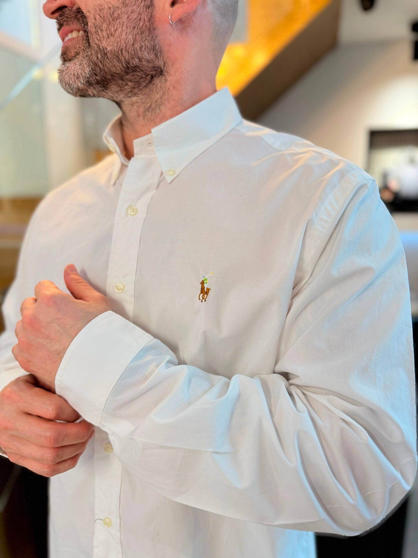 Camisa Polo R.L hombre Algodón Blanca Caballo Multicolor