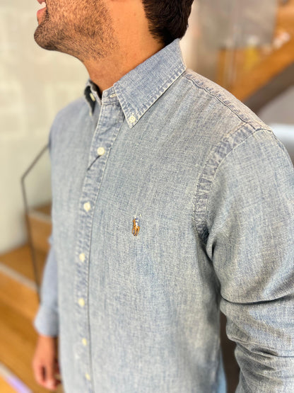 Camisa Polo R.L hombre Algodón Azul