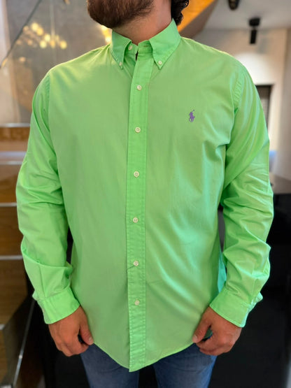 Camisa Polo R.L hombre Algodón Verde Limón Caballo Lila
