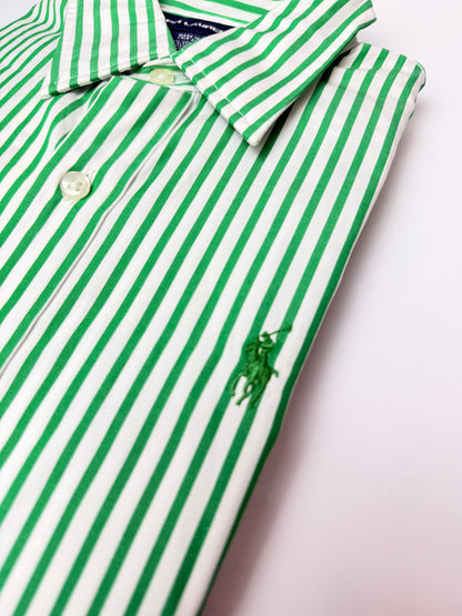 Camisa Polo R.L dama Algodón Rayas Verdes