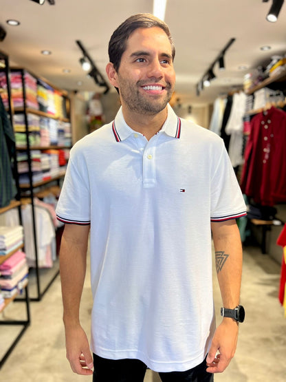 Polo Tommy Hilfiger Hombre Clásico Blanco