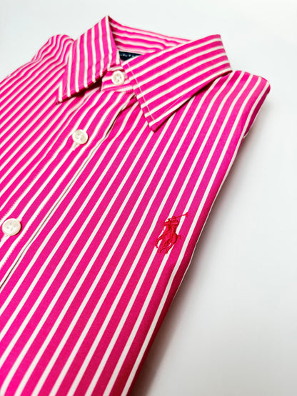 Camisa Polo R.L dama Algodón Rayas Rosadas