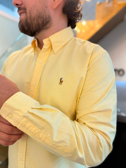 Camisa Polo R.L hombre Oxford  Amarilla Caballo Multicolor