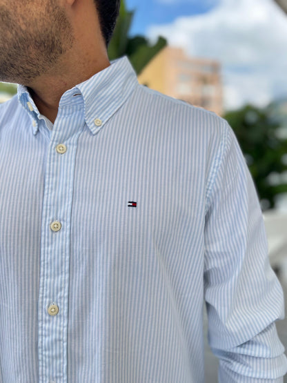 Camisa Tommy Hilfiger Líneas celeste