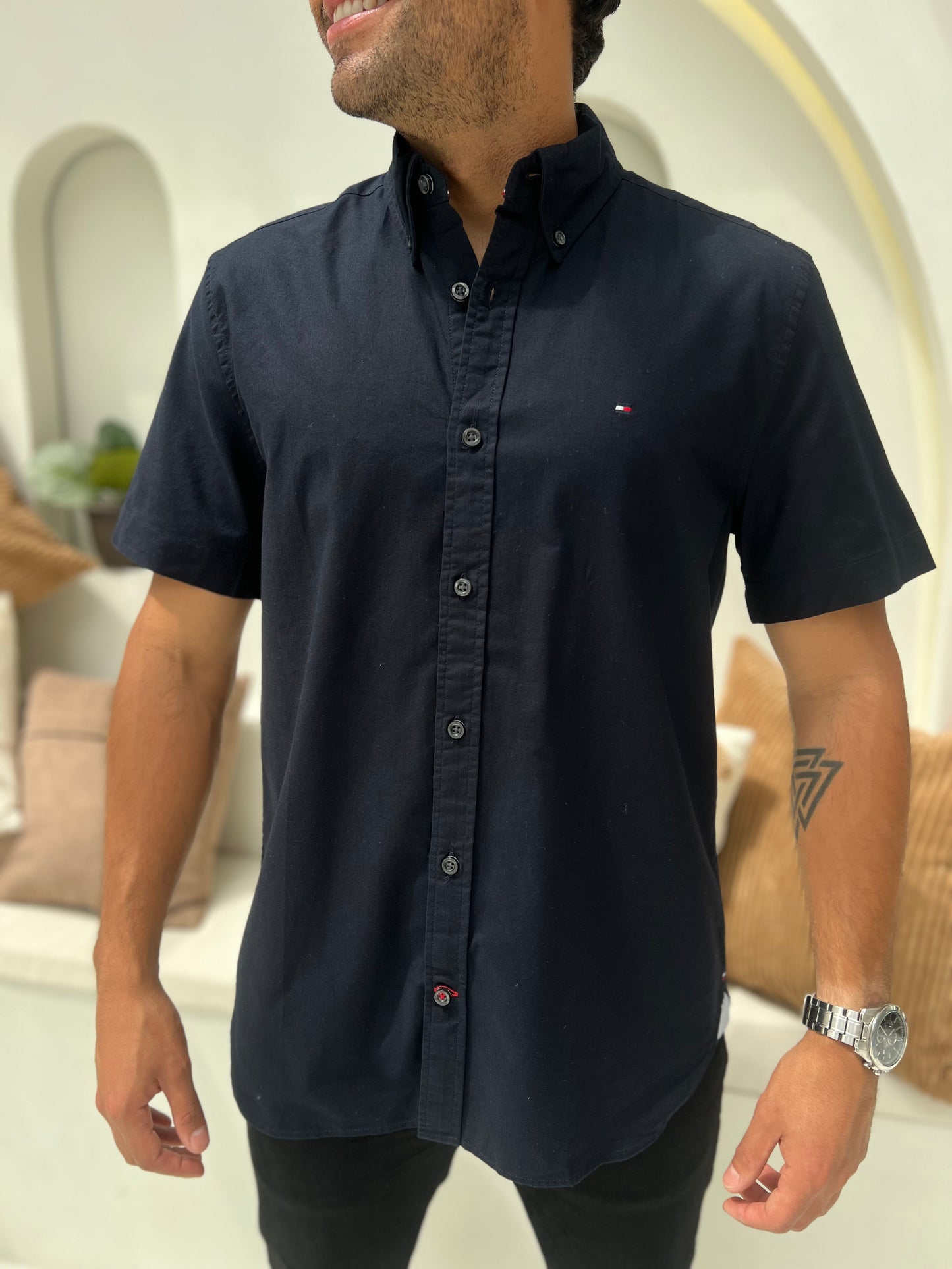 Camisa Tommy Hilfiger Azul Oscuro Manga Corta N.C