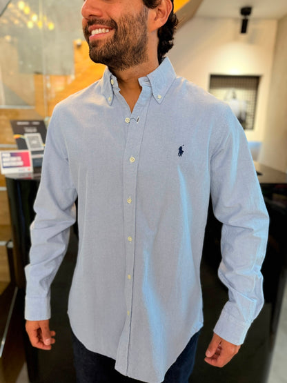 Camisa Polo R.L hombre Algodón Grueso Celeste Caballo Azul