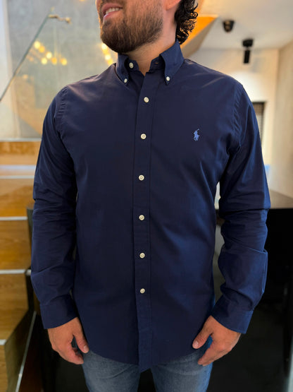 Camisa Polo R.L hombre Algodón slim fit azul Caballo celeste