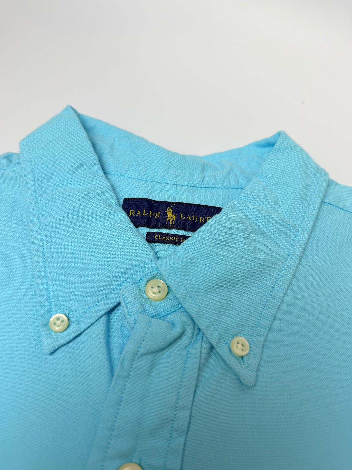 Camisa Polo R.L hombre Oxford Azul Cielo Caballo Azul