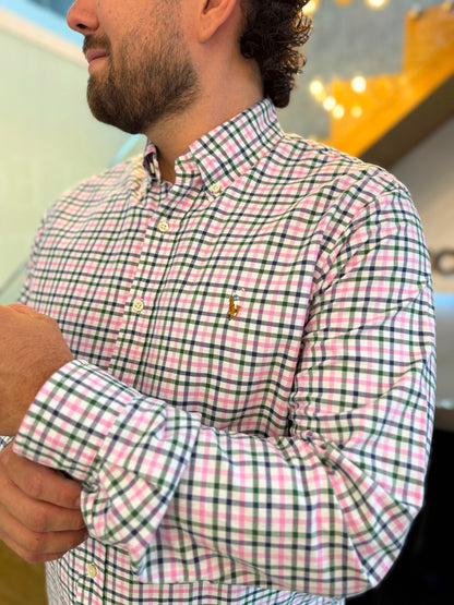 Camisa Polo R.L hombre Oxford Cuadros Caballo Multicolor