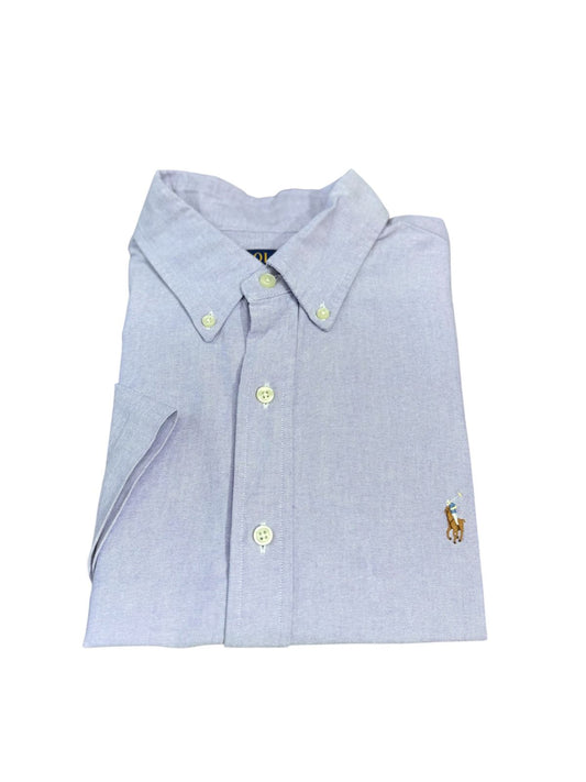 Camisa Polo R.L hombre Oxford Manga Corta Lila