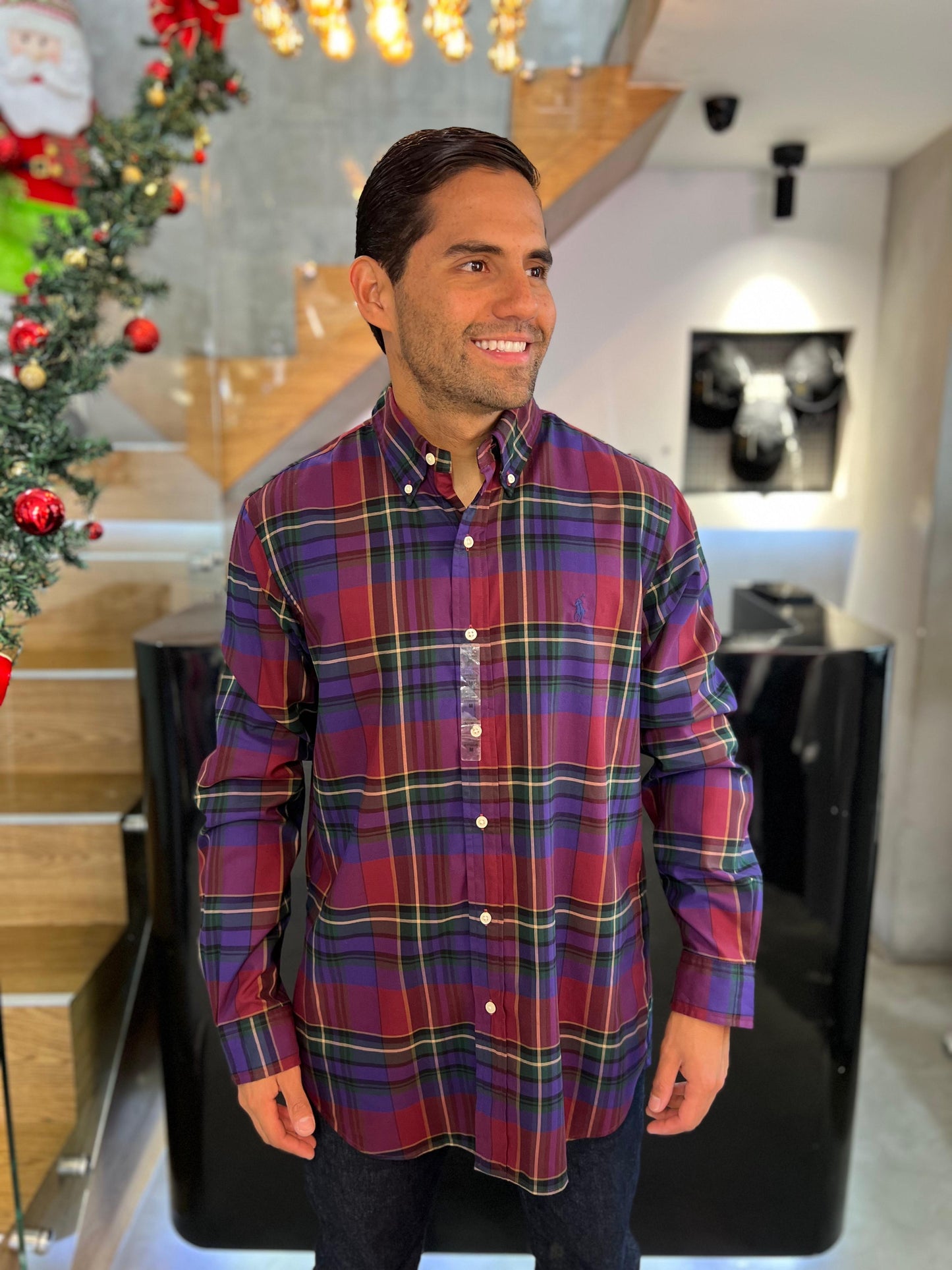 Camisa Polo R.L hombre Algodón Cuadros