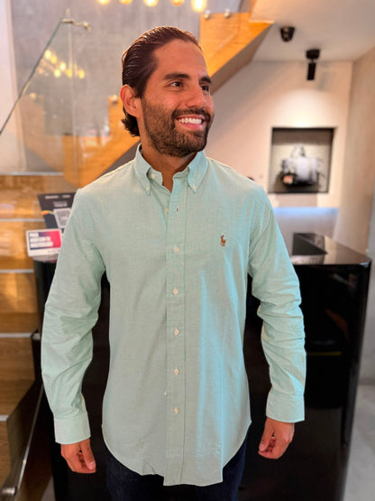 Camisa Polo R.L hombre Algodón Verde Pastel Caballo Multicolor