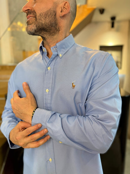 Camisa Polo R.L hombre algodón Azul Cielo Caballo Multicolor