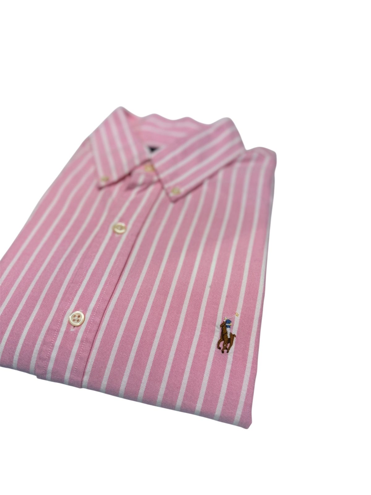 Camisa Polo R.L hombre Oxford Rayas Rosas Caballo Multicolor