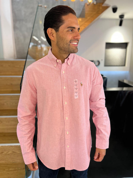 Camisa Polo R.L hombre Oxford Rosada