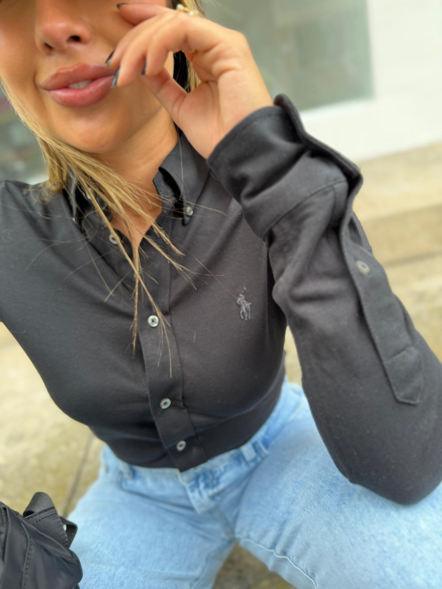 Camisa Polo R.L dama Negra