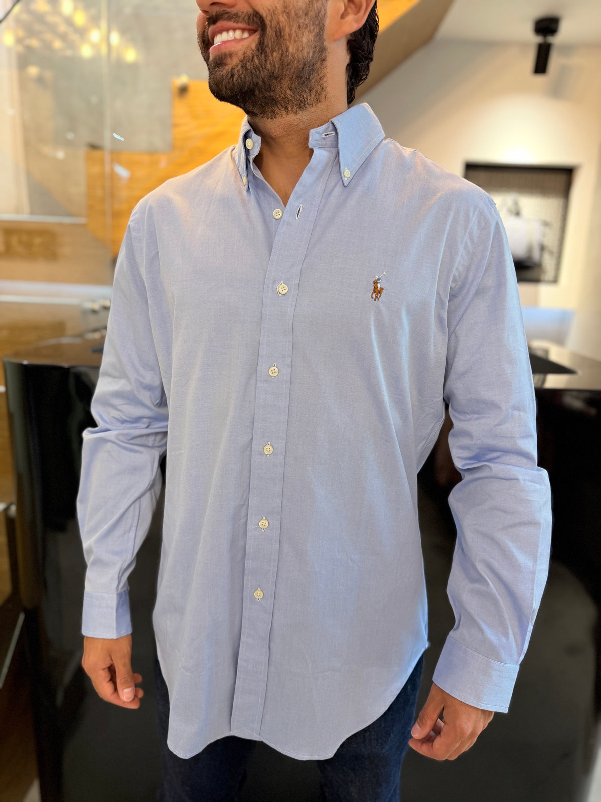 Camisa Polo R.L hombre Algodón Azul Bebe Caballo Multicolor