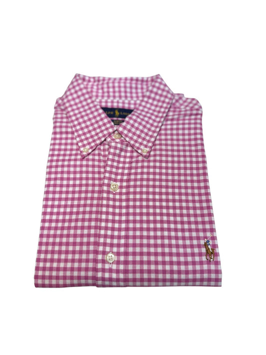 Camisa Polo R.L hombre Oxford Slim Fit Cuadros Rosados Caballo Multicolor