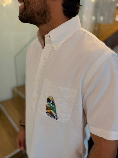 Camisa Polo R.L hombre Manga Corta Oxford Blanca Edición Polo Bear